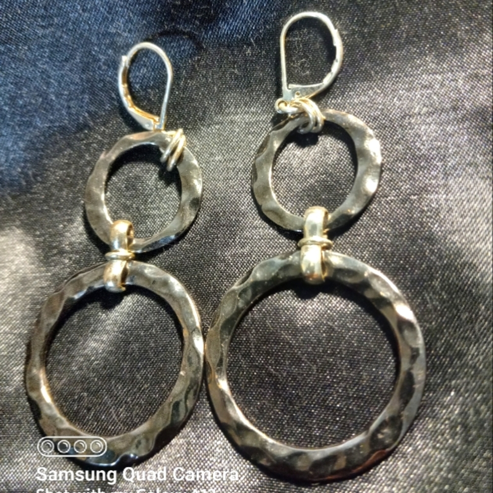 Dark Gray Double Hoop Earrings